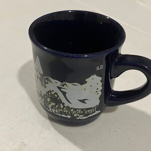 German Christmas Market Gluhwein Navy Blue Mug with White and Gold Design